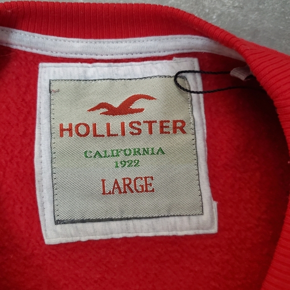 Hollister Long Sleeves Crewneck Men's Red Sweater. Grey Logo. Fleece In. Size L. - Picture 3 of 10